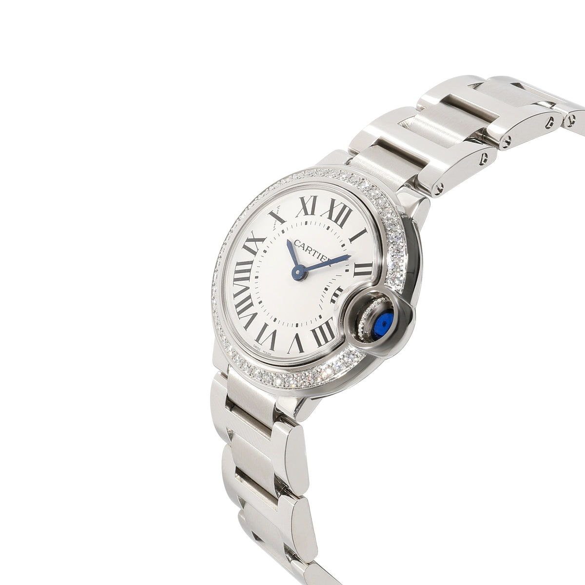  Shop Authentic Cartier Ballon Bleu De Cartier Diamonds White Dial Silver Steel Strap Watch for Women - W4BB0015 - Luxxuri