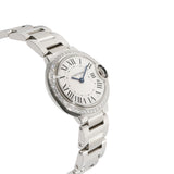  Shop Authentic Cartier Ballon Bleu De Cartier Diamonds White Dial Silver Steel Strap Watch for Women - W4BB0015 - Luxxuri