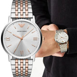  Shop Authentic Emporio Armani Kappa Quartz Silver Dial Two Tone Mesh Bracelet Watch For Men - AR11093 - Luxxuri