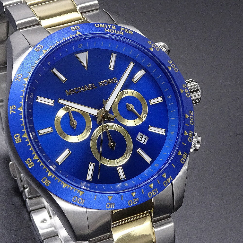  Shop Authentic Michael Kors Layton Chronograph Blue Dial Two Tone Steel Strap Watch For Men - MK8825 - Luxxuri