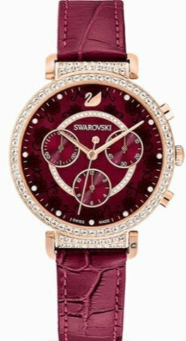  Shop Authentic Swarovski Spring Flower Chronograph Red Dial Red Leather Strap Watch for Women - 5598689 - Luxxuri