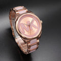  Shop Authentic Michael Kors Janelle Three Hand Rose Gold Dial Two Tone Steel Strap Watch For Women - MK7135 - Luxxuri