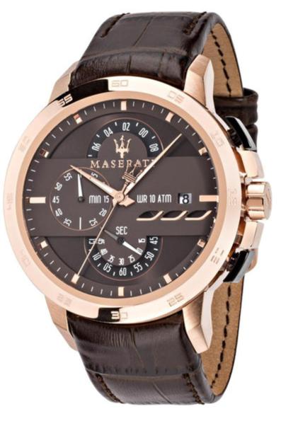  Shop Authentic Maserati Ingegno Chronograph Brown Dial Brown Leather Strap Watch For Men - R8871619001 - Luxxuri