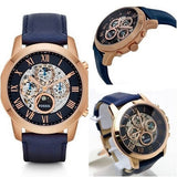  Shop Authentic Fossil Grant Automatic Blue Dial Blue Leather Strap Watch for Men - ME3029 - Luxxuri