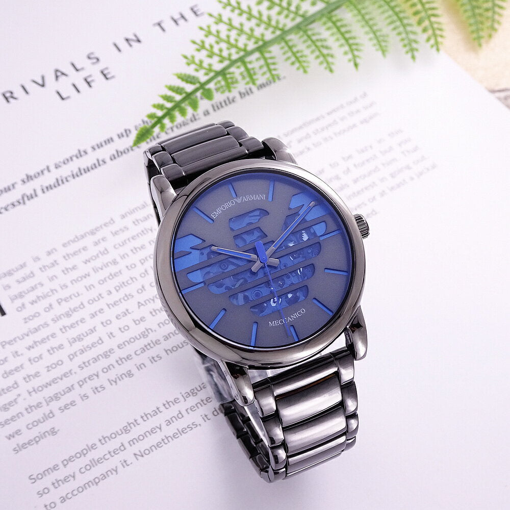  Shop Authentic Emporio Armani Meccanico Automatic Grey Dial Grey Steel Strap Watch For Men - AR60029 - Luxxuri