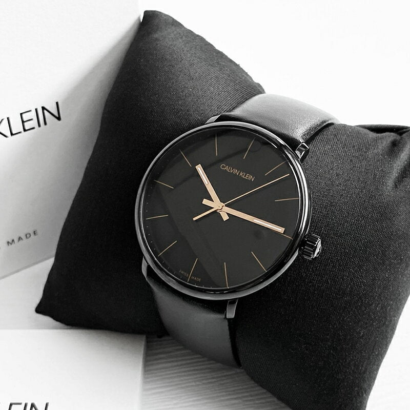  Shop Authentic Calvin Klein High Noon Quartz Black Dial Black Leather Strap Watch for Men - K8M214CB - Luxxuri