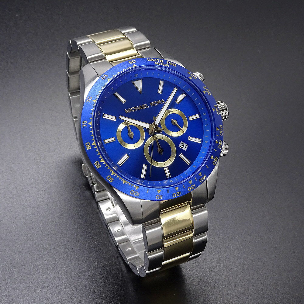  Shop Authentic Michael Kors Layton Chronograph Blue Dial Two Tone Steel Strap Watch For Men - MK8825 - Luxxuri