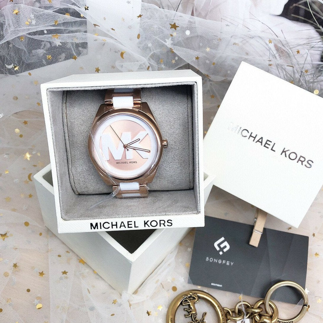  Shop Authentic Michael Kors Janelle Three Hand Rose Gold Dial Two Tone Steel Strap Watch For Women - MK7134 - Luxxuri