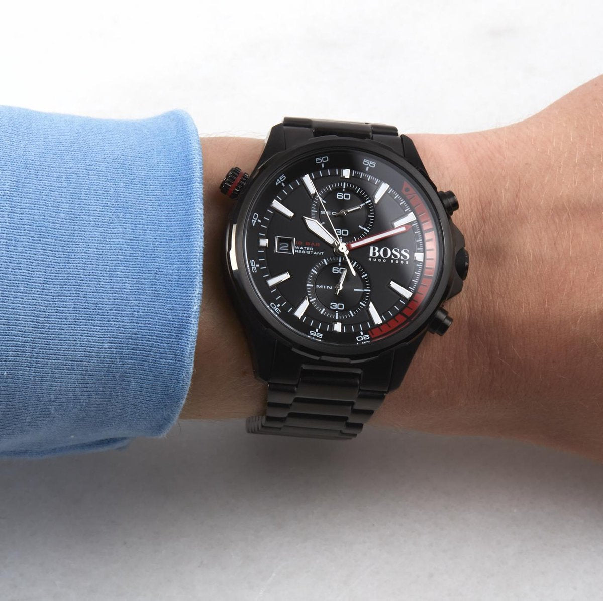  Shop Authentic Hugo Boss Globetrotter Black Dial Black Steel Strap Watch for Men - 1513825 - Luxxuri