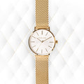 Michael Kors Auden Three Hand White Dial Gold Mesh Strap Watch for Women - MK7150