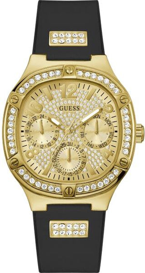  Shop Authentic Guess Duchess Crystals Gold Dial Black Silicon Strap Watch For Women - GW0619L2 - Luxxuri