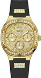  Shop Authentic Guess Duchess Crystals Gold Dial Black Silicon Strap Watch For Women - GW0619L2 - Luxxuri