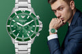  Shop Authentic Emporio Armani Diver Chronograph Green Dial Silver Steel Strap Watch For Men - AR11500 - Luxxuri
