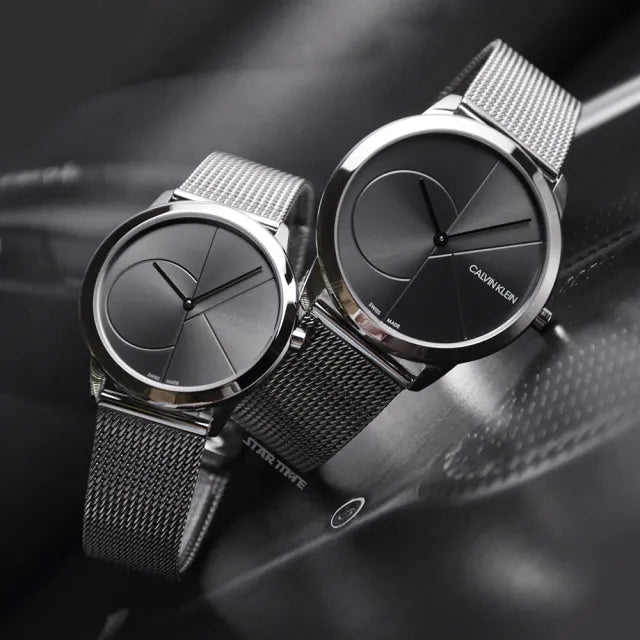  Shop Authentic Calvin Klein Minimal Black Dial Silver Mesh Bracelet Watch for Women - K3M22123 - Luxxuri