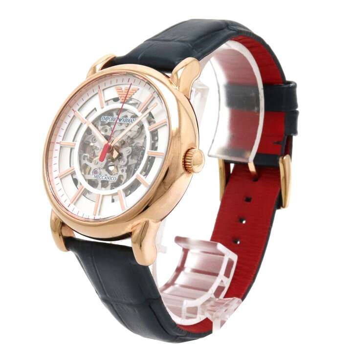  Shop Authentic Emporio Armani Meccanico Silver Dial Blue Leather Strap Watch For Men - AR60009 - Luxxuri