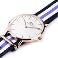  Shop Authentic Daniel Wellington Classic Trinity White Dial Three Tone Nylon Strap Watch For Women - 0509DW - Luxxuri