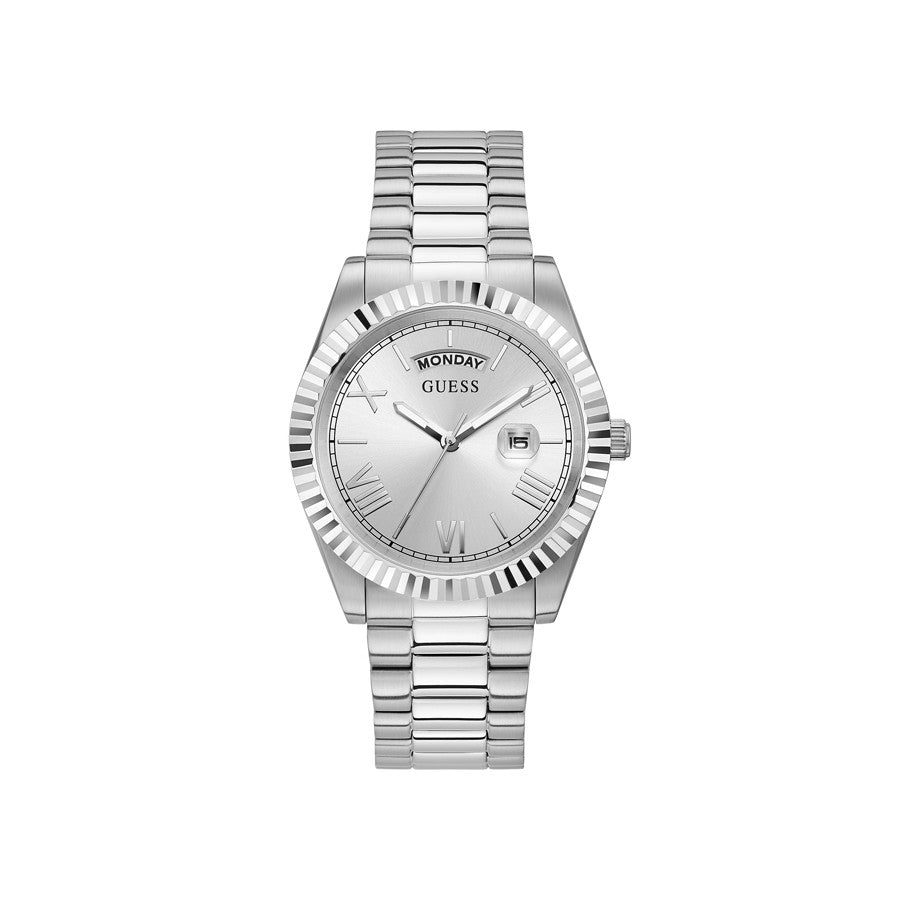  Shop Authentic Guess Connoisseur Silver Dial Silver Steel Strap Watch for Men - GW0265G6 - Luxxuri