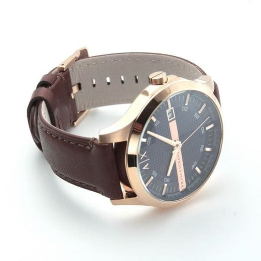  Shop Authentic Armani Exchange Hampton Chronograph Blue Dial Brown Leather Strap Watch For Men - AX2172 - Luxxuri