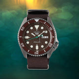  Shop Authentic Seiko 5 Sport Automatic Brown Dial Brown Nylon Strap Watch For Men - SRPD85K1 - Luxxuri