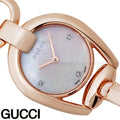  Shop Authentic Gucci Horsebit Collection Diamonds Mother of Pearl Dial Rose Gold Steel Strap Watch For Women - YA139508 - Luxxuri