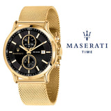  Shop Authentic Maserati Epoca 42mm Black Dial Gold Mesh Bracelet Watch For Men - R8873618007 - Luxxuri