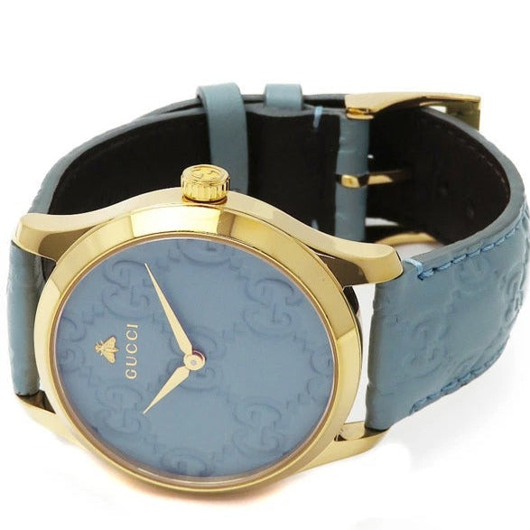  Shop Authentic Gucci G Timeless Quartz Blue Dial Blue Leather Strap Watch For Men - YA1264097 - Luxxuri