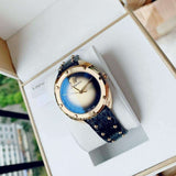  Shop Authentic Versace Shadov Quartz Gold Dial Black Leather Strap Watch for Women - VEBM00318 - Luxxuri