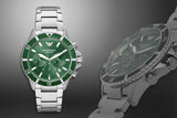  Shop Authentic Emporio Armani Diver Chronograph Green Dial Silver Steel Strap Watch For Men - AR11500 - Luxxuri