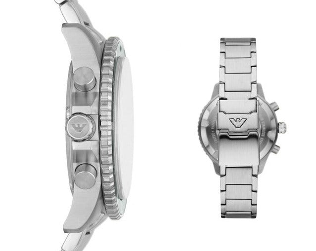  Shop Authentic Emporio Armani Diver Chronograph Green Dial Silver Steel Strap Watch For Men - AR11500 - Luxxuri