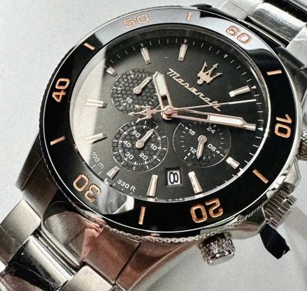  Shop Authentic Maserati Competizione Chronograph Black Dial Silver Steel Strap Watch For Men - R8873600003 - Luxxuri