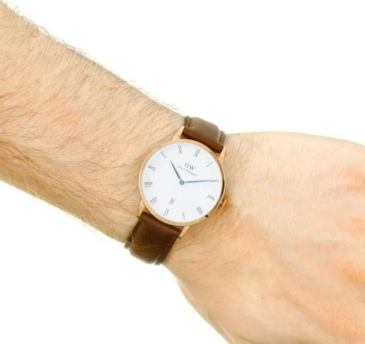 Shop Authentic Daniel Wellington Dapper Bristol White Dial Brown Leather Strap Watch For Men - DW00100086 - Luxxuri