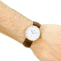  Shop Authentic Daniel Wellington Dapper York White Dial Brown Leather Strap Watch For Men - DW00100085 - Luxxuri