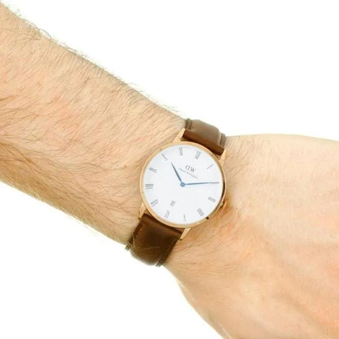  Shop Authentic Daniel Wellington Dapper York White Dial Brown Leather Strap Watch For Men - DW00100085 - Luxxuri