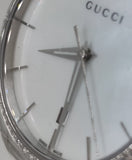  Shop Authentic Gucci G Timeless Mother of Pearl White Dial Silver Steel Strap Watch For Women - YA126444 - Luxxuri