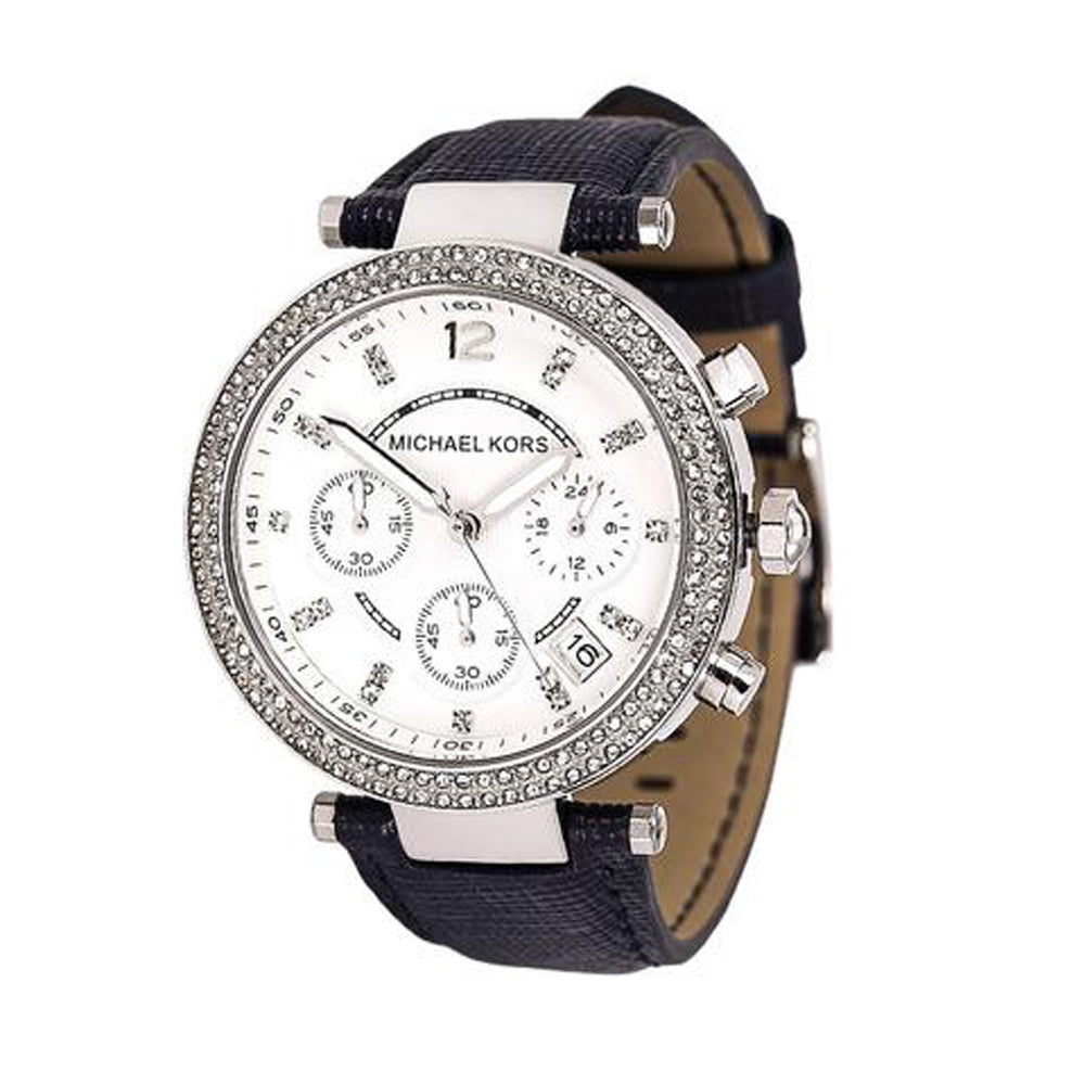  Shop Authentic Michael Kors Parker White Dial Navy Blue Leather Strap Watch for Women - MK2293 - Luxxuri
