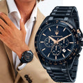  Shop Authentic Maserati Traguardo Chronograph Blue Dial Blue Steel Strap Watch For Men - R8873612054 - Luxxuri