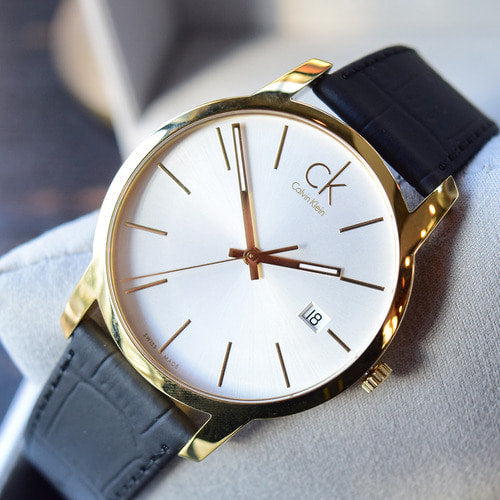  Shop Authentic Calvin Klein City Mother of Pearl White Dial Black Leather Strap Watch for Men - K2G2G5C6 - Luxxuri