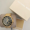  Shop Authentic Michael Kors Bayville Chronograph Black Dial Gold Steel Strap Watch For Men - MK8726 - Luxxuri