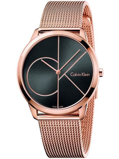  Shop Authentic Calvin Klein Minimal Black Dial Rose Gold Mesh Bracelet Watch for Men - K3M21621 - Luxxuri
