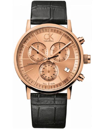  Shop Authentic Calvin Klein Post Minimal Chronograph Rose Gold Dial Black Leather Strap Watch for Men - K7627201 - Luxxuri