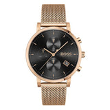  Shop Authentic Hugo Boss Integrity Black Dial Gold Mesh Bracelet Watch for Men - 1513808 - Luxxuri