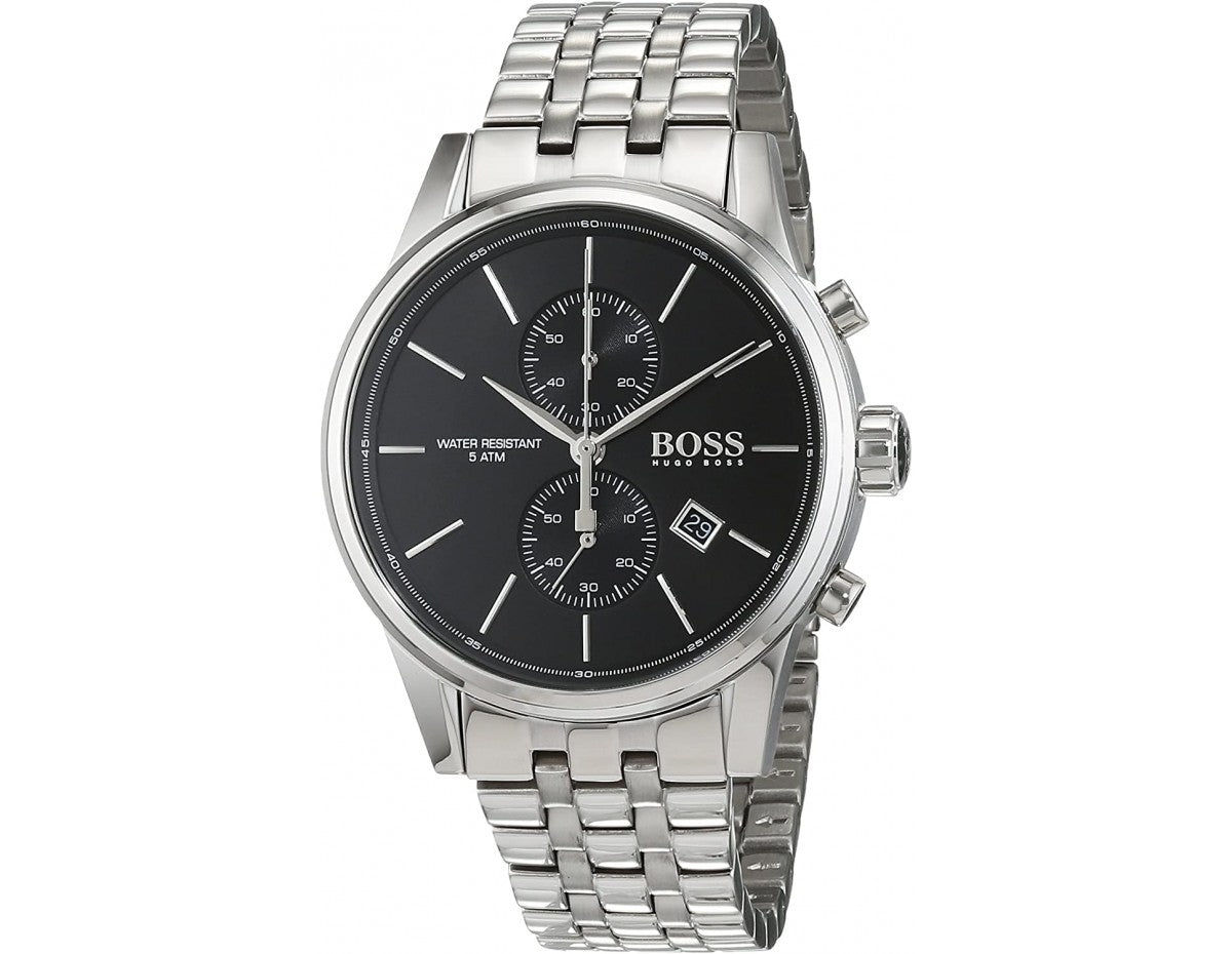  Shop Authentic Hugo Boss Jet Black Dial Silver Steel Strap Watch for Men - 1513383 - Luxxuri