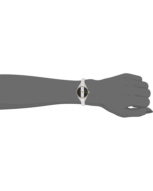  Shop Authentic Calvin Klein Rebel White Black Dial White Leather Strap Watch for Women - K8P231L1 - Luxxuri