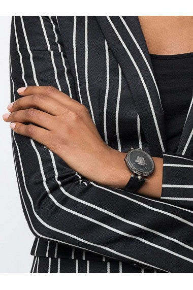  Shop Authentic Versace Palazzo Empire Black Dial Black Leather Strap Watch for Women - VCO060017 - Luxxuri