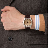  Shop Authentic Emporio Armani Classic Quartz Beige Dial Brown Leather Strap Watch For Men - AR0646 - Luxxuri
