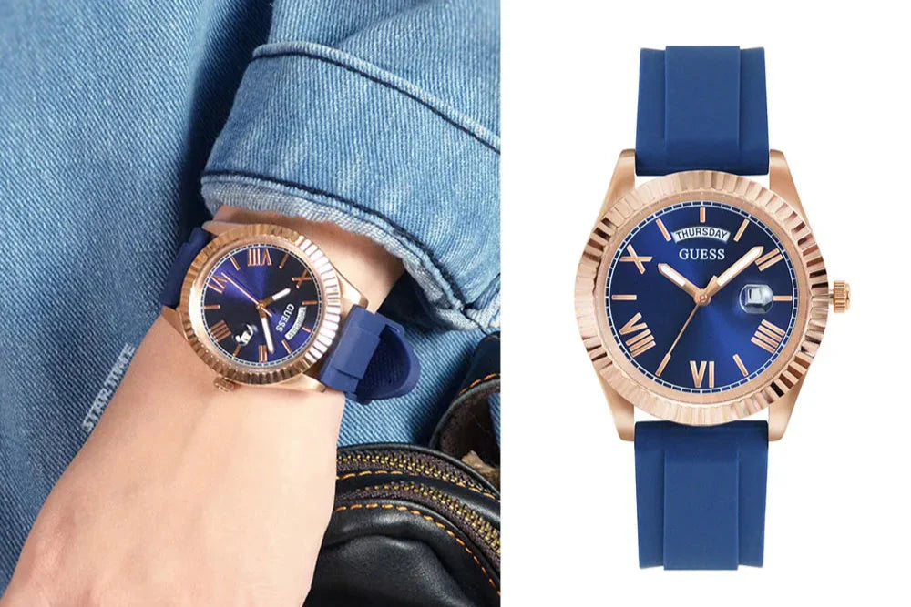  Shop Authentic Guess Connoisseur Blue Dial Blue Silicone Strap Watch For Men - GW0335G2 - Luxxuri