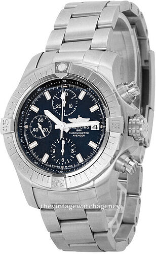  Shop Authentic Breitling Avenger Chronograph 43 Black Dial Silver Steel Strap Watch for Men - A13385101B1A1 - Luxxuri