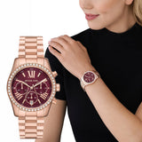  Shop Authentic Michael Kors Lexington Chronograph Red Dial Rose Gold Steel Strap Watch For Women - MK7275 - Luxxuri