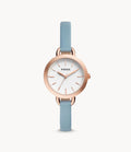 Fossil Classic White Dial Blue Leather Strap Watch for Women - BQ3327