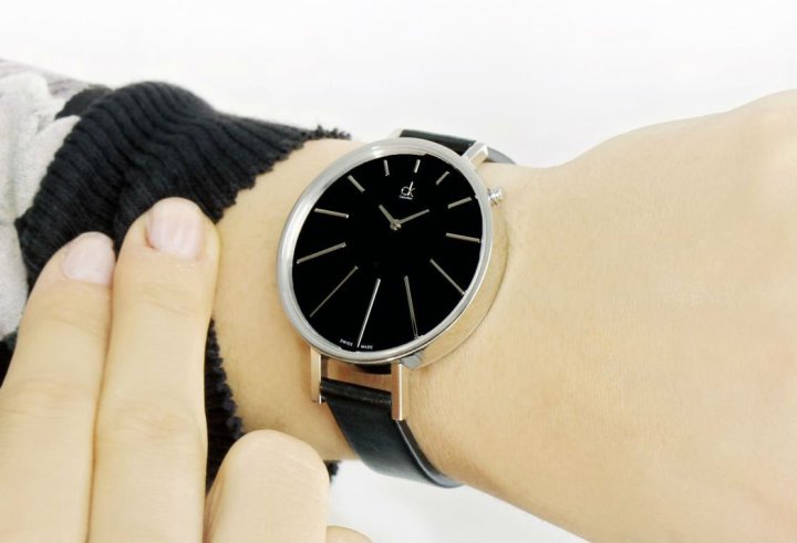  Shop Authentic Calvin Klein Equal Black Dial Black Leather Strap Watch for Women - K3E231C1 - Luxxuri